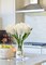 Artificial Tulip Flower White in Clear Vase, Real Touch Foam Tulip Arrangement Suitable for Home Office Decoration, Dining Table Centerpiece